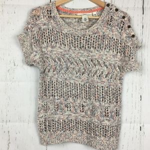 New Multi colored crochet short sleeve Sweater
